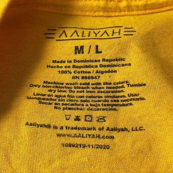 Aaliyah hip hop 90s t shirt yellow Sz M/L ofcl licensed - Picture 7 of 7
